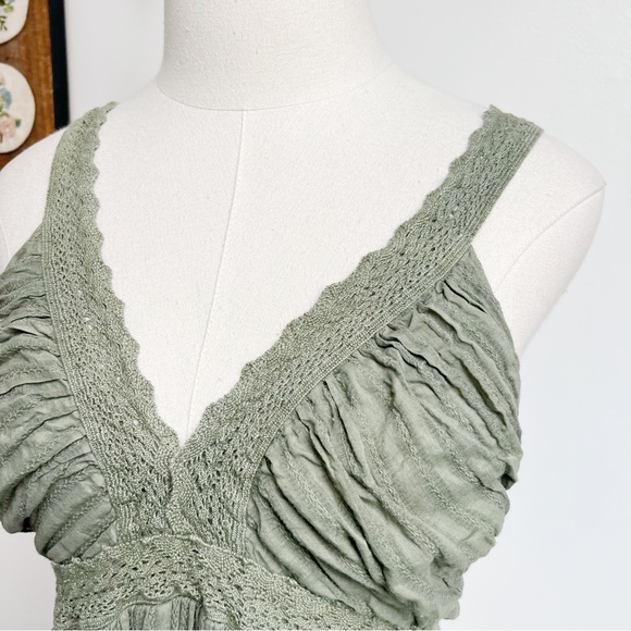 Vintage 90s Green Embroidered Sun Dress size 6 small - Picture 3 of 9